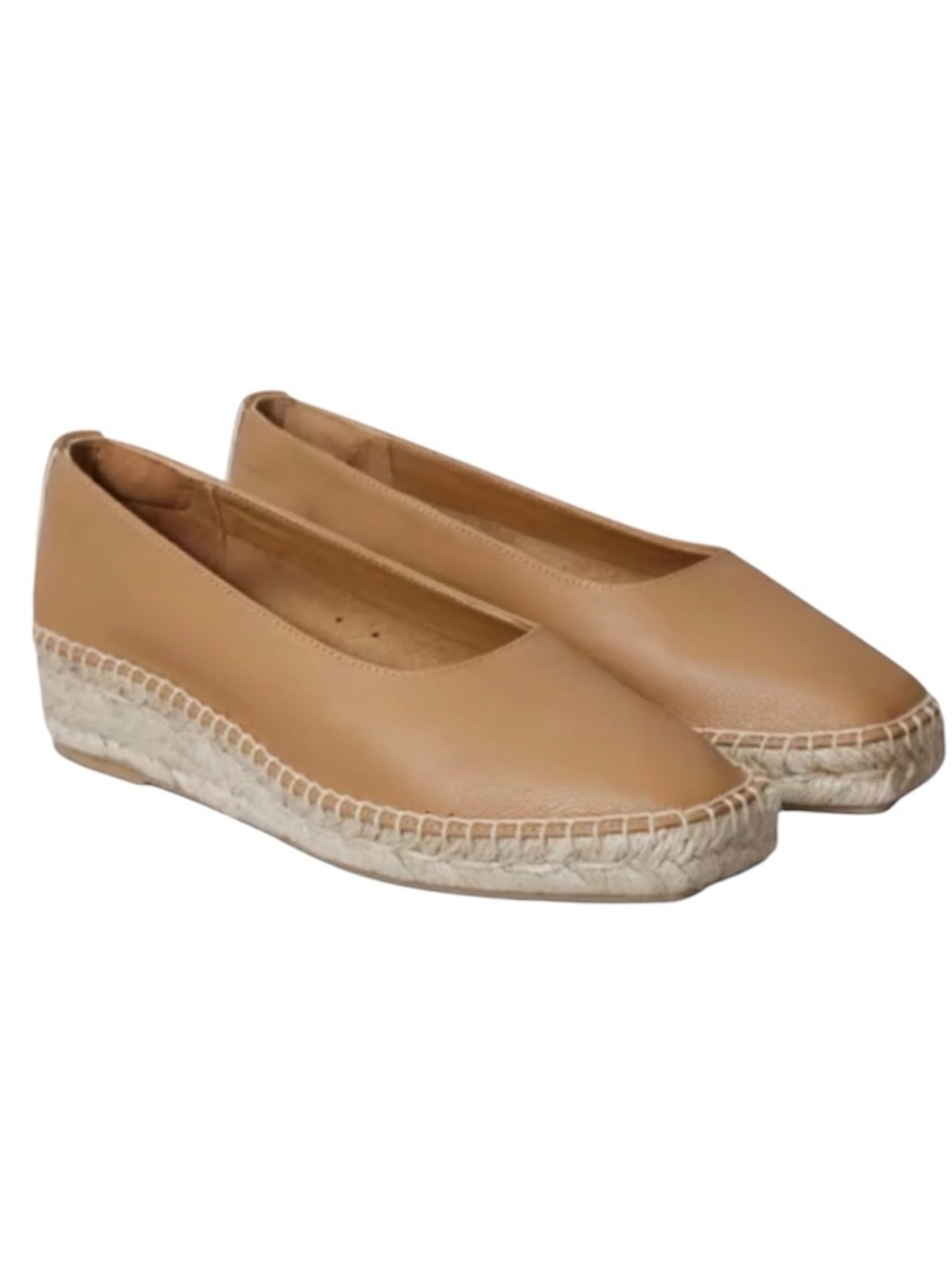 Everlane Espadrilles Leather Wedge Shoes 7.5 Tan Slip On Classic Career Loafer